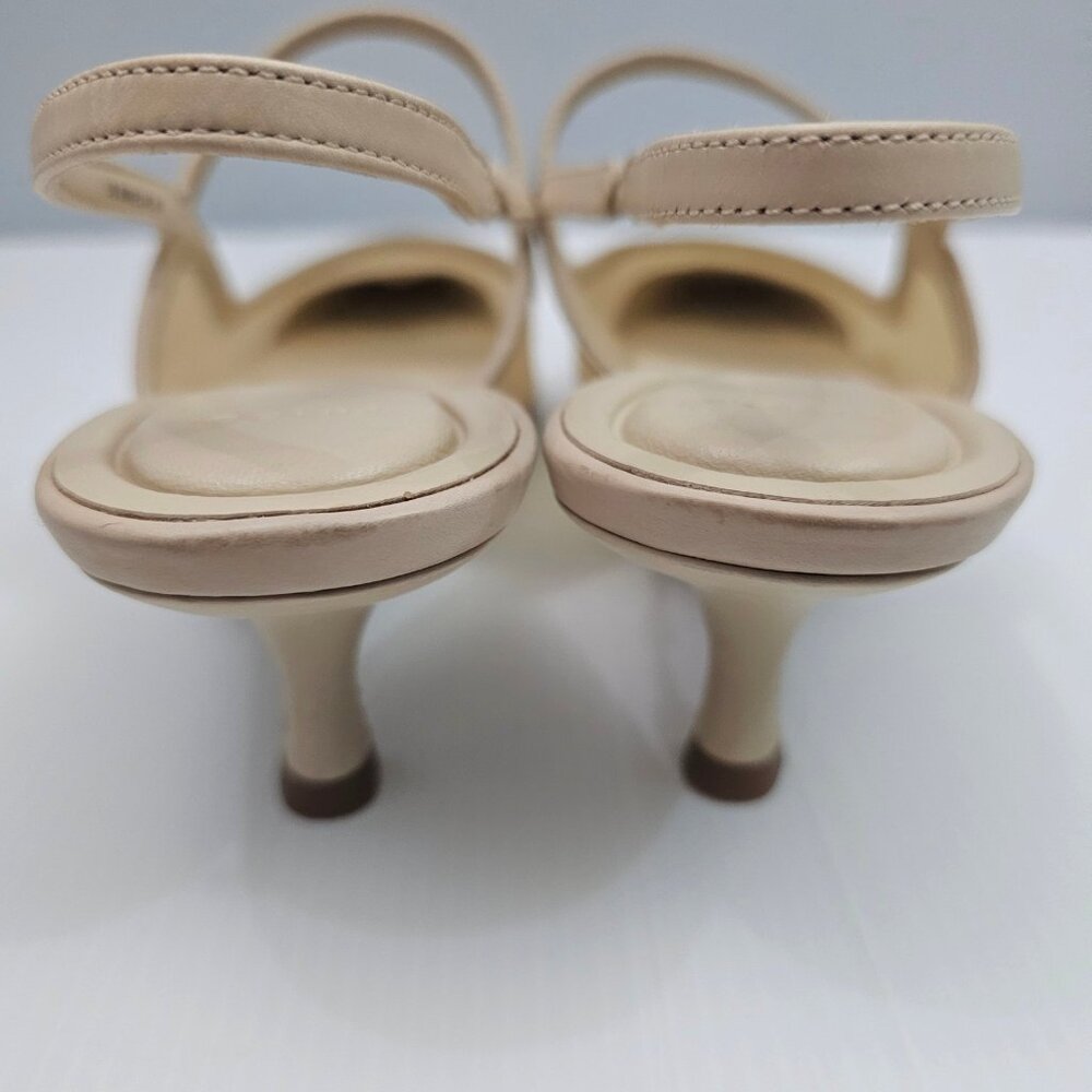 Vince Venice Slingback Kitten Heel Sandal Womens 9 Birch Sand Mesh Leather - Picture 11 of 15